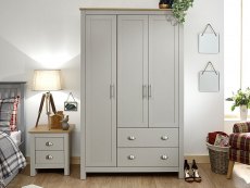 GFW GFW Lancaster Grey and Oak 3 Door 2 Drawer Wardrobe (Flat Packed)