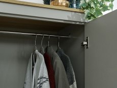 GFW GFW Lancaster Grey and Oak 3 Door 2 Drawer Wardrobe (Flat Packed)