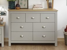 GFW Lancaster Grey and Oak 7 Drawer Merchant Chest of Drawers (Flat Packed)