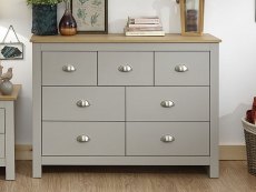GFW GFW Lancaster Grey and Oak 7 Drawer Merchant Chest of Drawers (Flat Packed)