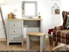GFW GFW Lancaster Grey and Oak Dressing Table and Stool