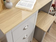 GFW GFW Lancaster Grey and Oak Dressing Table and Stool (Flat Packed)
