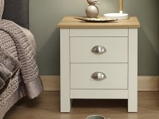 GFW GFW Lancaster Cream and Oak 2 Drawer Bedside Cabinet (Flat Packed)