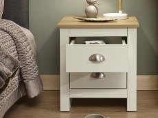 GFW GFW Lancaster Cream and Oak 2 Drawer Bedside Cabinet (Flat Packed)