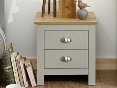 GFW Lancaster Grey and Oak 2 Drawer Bedside Cabinet (Flat Packed)