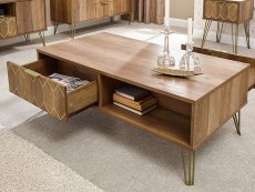 GFW Orleans Mango Effect 2 Drawer Coffee Table (Flat Packed)