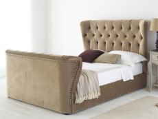 Hyder Living Copenhagen 5ft King Size Stone Upholstered Fabric Bed Frame