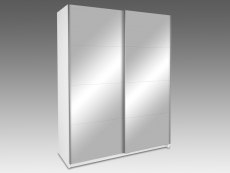 Harmony Dallas White High Gloss Mirrored Sliding Door Large Double Wardrobe (Flat Packed)