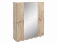 Harmony Harmony Hampton Oak 4 Door 2 Mirror Tall Large Wardrobe (Flat Packed)