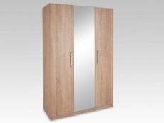 Harmony Holborn Oak 3 Door 1 Mirror Triple Wardrobe (Flat Packed)