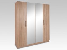 Harmony Holborn Oak 4 Door Mirrored Large Wardrobe (Flat Packed)