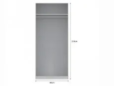 Harmony Moritz Grey High Gloss and White 2 Door 1 Mirror Double Wardrobe