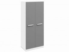Harmony Harmony Moritz Grey High Gloss and White 2 Door Double Wardrobe (Flat Packed)