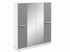 Harmony Harmony Moritz Grey High Gloss and White 4 Door Mirrored Large Wardrobe (Flat Packed)