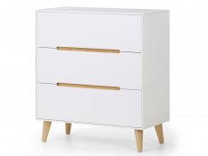 Julian Bowen Alicia White and Oak 3 Drawer Low Chest of Drawers (Flat Packed)