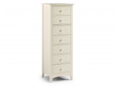 Julian Bowen Cameo 7 Drawer Tall Narrow Ivory Wooden Chest of Drawers (Flat Packed)