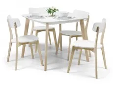Julian Bowen Julian Bowen Casa 90cm Square White and Limed Oak Effect Dining Table and 4 Chairs Set