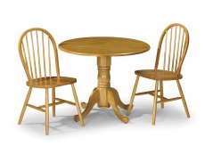 Julian Bowen Julian Bowen Dundee 90cm Honey Pine Drop Leaf Round Dining Table and 2 Windsor Chairs Set