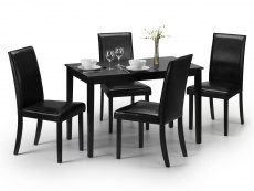 Julian Bowen Julian Bowen Hudson 114cm Black Dining Table and 4 Chairs Set
