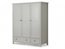 Julian Bowen Julian Bowen Maine Dove Grey 3 Door 2 Drawer Triple Wardrobe (Flat Packed)