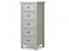 Julian Bowen Julian Bowen Maine Dove Grey 5 Drawer Tall Narrow Chest of Drawers