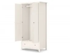 Julian Bowen Maine Surf White 2 Door 1 Drawer Double Wardrobe