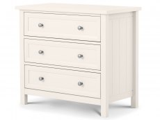 Julian Bowen Maine Surf White 3 Drawer Low Chest of Drawers (Flat Packed)