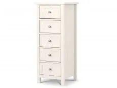 Julian Bowen Julian Bowen Maine Surf White 5 Drawer Tall Narrow Chest of Drawers