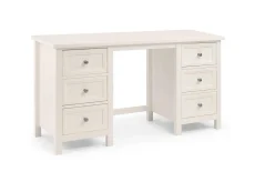 Julian Bowen Maine Surf White Double Pedestal Wooden Dressing Table