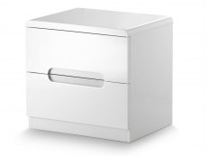 Julian Bowen Manhattan White High Gloss 2 Drawer Small Bedside Cabinet (Flat Packed)