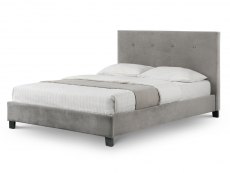 Julian Bowen Shoreditch 4ft6 Double Grey Velvet Upholstered Fabric Bed Frame