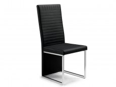 Julian Bowen Julian Bowen Tempo 150cm Black Glass Dining Table and 6 Black Faux Leather Chairs Set