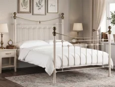 Julian Bowen Julian Bowen Victoria Ivory and Brass Metal Bed Frame