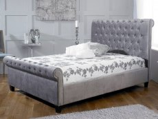Limelight Orbit 5ft King Size Silver Velvet Upholstered Fabric Bed Frame