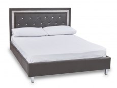 LPD Crystalle 4ft6 Double Grey Upholstered Faux Leather Bed Frame