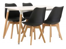 LPD Fraser White Dining Table and 4 Louvre Black Chairs