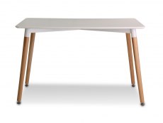 LPD LPD Fraser White Dining Table and 4 Riva Grey Chairs