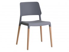 LPD LPD Fraser White Dining Table and 4 Riva Grey Chairs