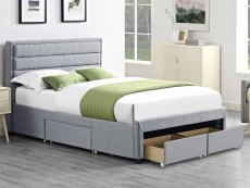 LPD Greenwich 5ft King Size Grey Upholstered Fabric 4 Drawer Bed Frame
