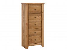 LPD Havana 5 Drawer Tall Narrow Pine Wooden Chest of Drawers (Flat Packed)