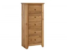 LPD Havana 5 Drawer Tall Narrow Pine Wooden Chest of Drawers