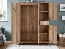 LPD LPD Hoxton Rustic 4 Door 1 Drawer Large Wardrobe