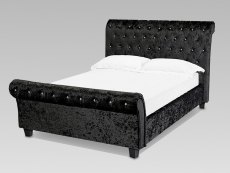LPD Isabella 4ft6 Double Black Crushed Velvet Glitz Upholstered Fabric Bed Frame