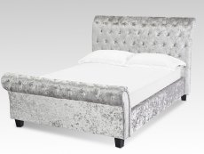 LPD Isabella 4ft6 Double Silver Crushed Velvet Glitz Upholstered Fabric Bed Frame