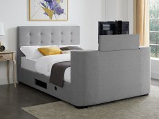 LPD LPD Mayfair 4ft6 Double Grey Upholstered Fabric TV Bed Frame