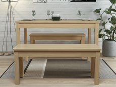 LPD Ohio Oak Dining Table with 2 Bench Set