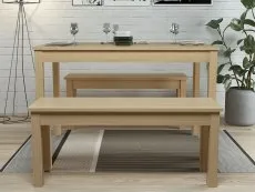 LPD LPD Ohio Oak Dining Table with 2 Bench Set