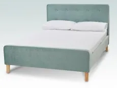 LPD Pierre 5ft King Size Aqua Blue Velvet Fabric Bed Frame