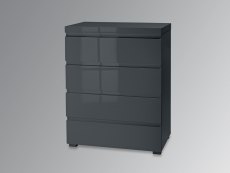 LPD Puro Charcoal High Gloss 4 Drawer Chest of Drawers (Flat Packed)