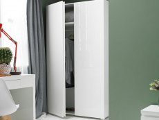 LPD Puro White High Gloss 2 Door Double Wardrobe (Flat Packed)